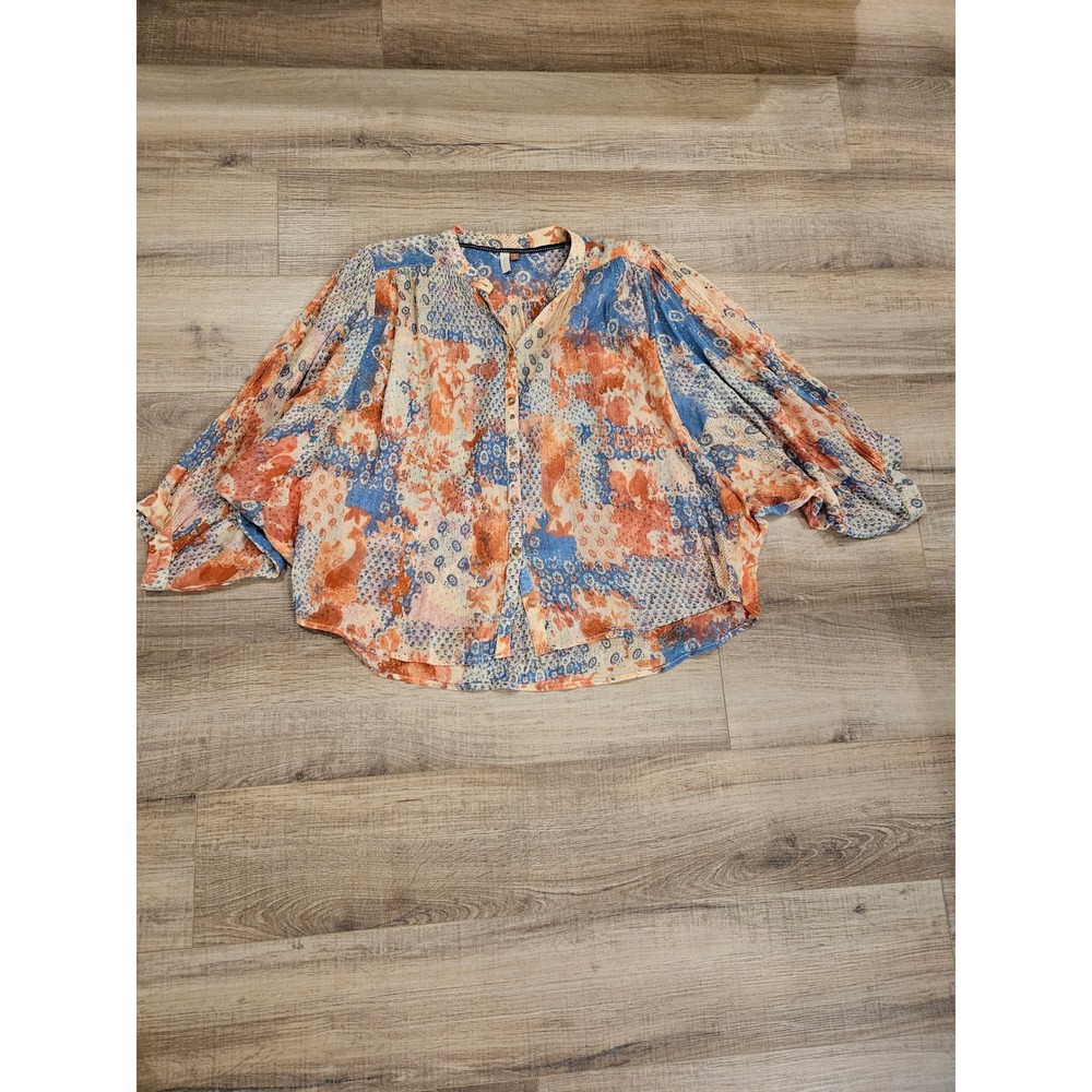 Anthropologie Pilcro Sidney Blouse Women's Medium Patchwork Dolman Sleeve Boho